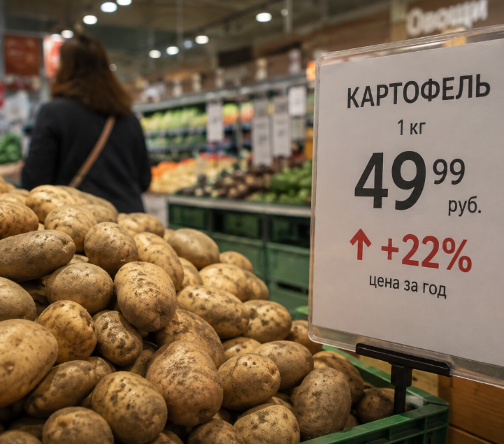 Оптовые цены на картофель в России выросли почти на 40% за год